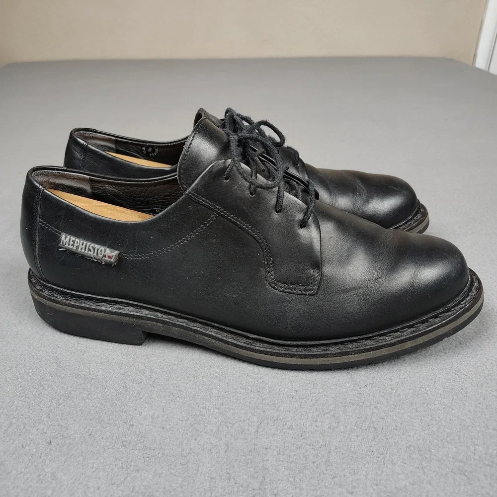 Mephisto Manko Black Leather Oxford Mens 10 Shoes Lace Up UK 9.5 Made In France